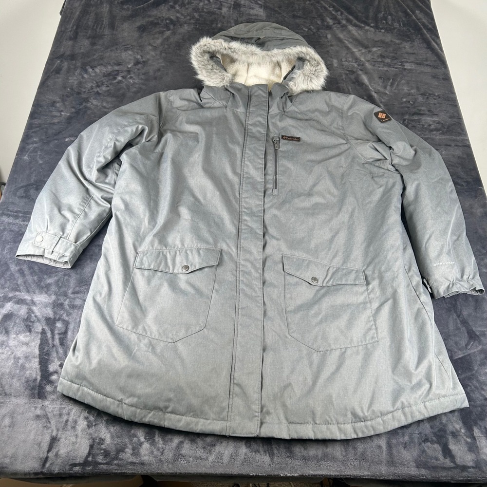 Columbia Suttle Mountain Parka Women 3X Grey Omni-Heat Faux Fur Hood WW0885
